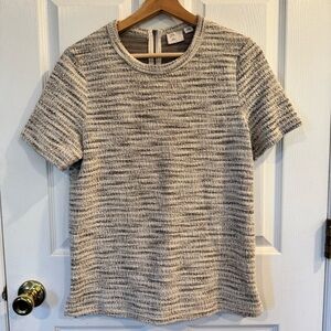 Anthropologie Tweed Sparkle Short Sleeve Top Textured Knit Medium